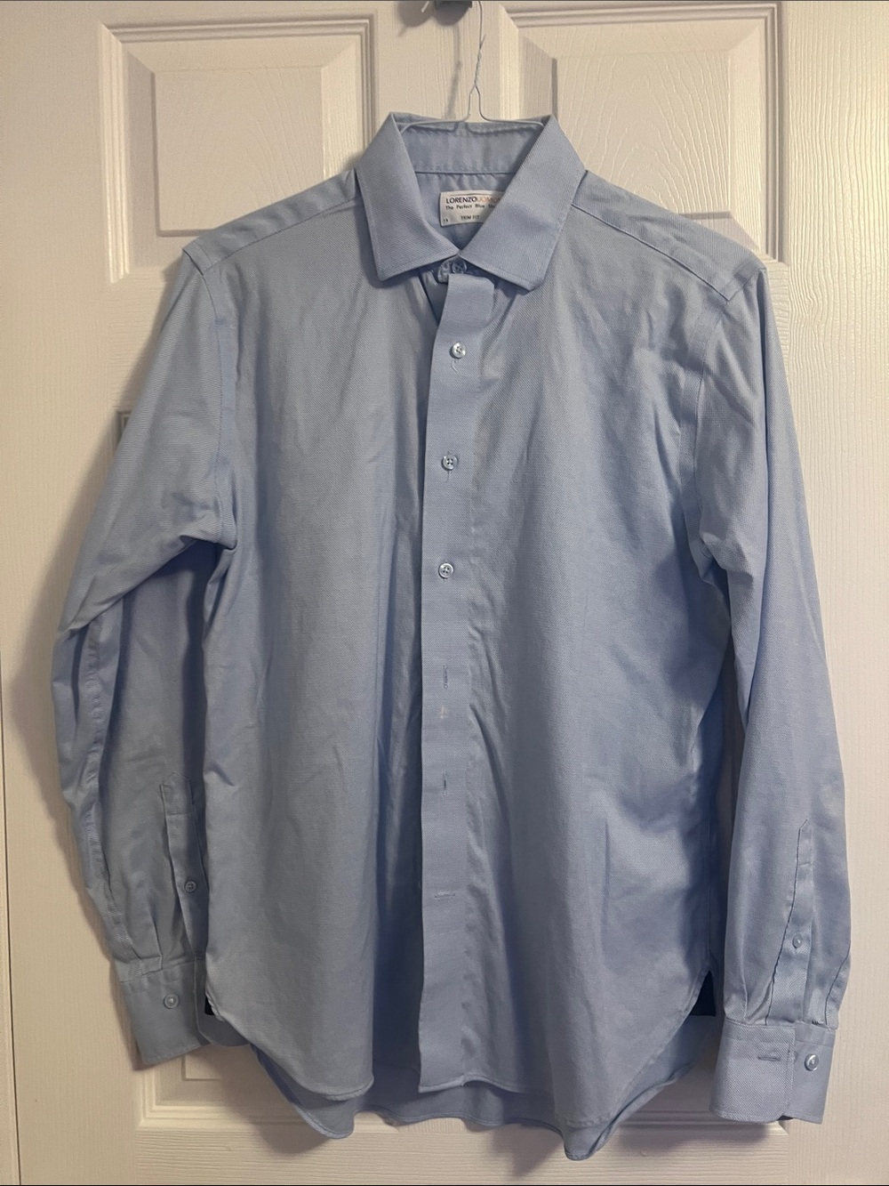 Lorenzo Uomo Men's Light Blue Button-Down Dress Shirt Trim fit